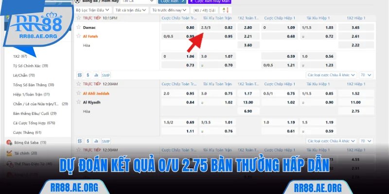 Kèo Tài Xỉu RR88 Và Bí Quyết Chốt Thắng Lớn Mỗi Ngày 8 Dự đoán kết quả O/U 2.75 bàn thưởng hấp dẫn tại thể thao RR88