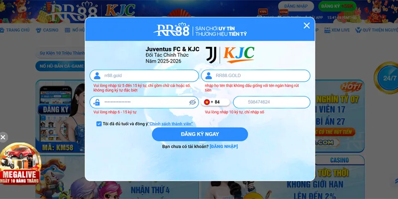 RR88 🏆 Link Vào Trang Chủ RR88.COM Vuýp 🎉 Đăng Ký Thưởng +88K 23 Rà soát lại thông tin đăng ký RR88 và chấp nhận điều khoản