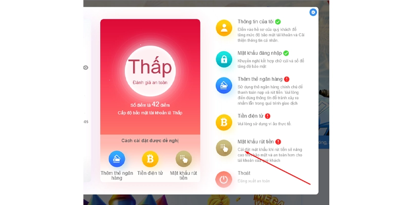 Cài đặt mật khẩu rút tiền RR88